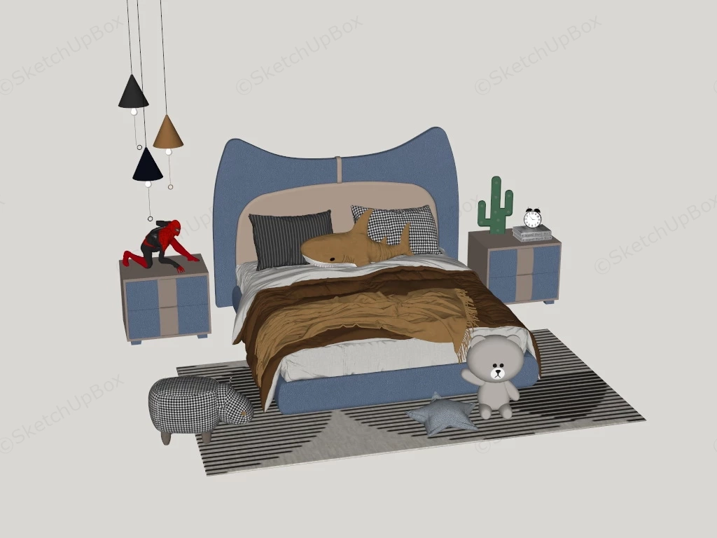 3 Piece Boys Bedroom Set sketchup model preview - SketchupBox