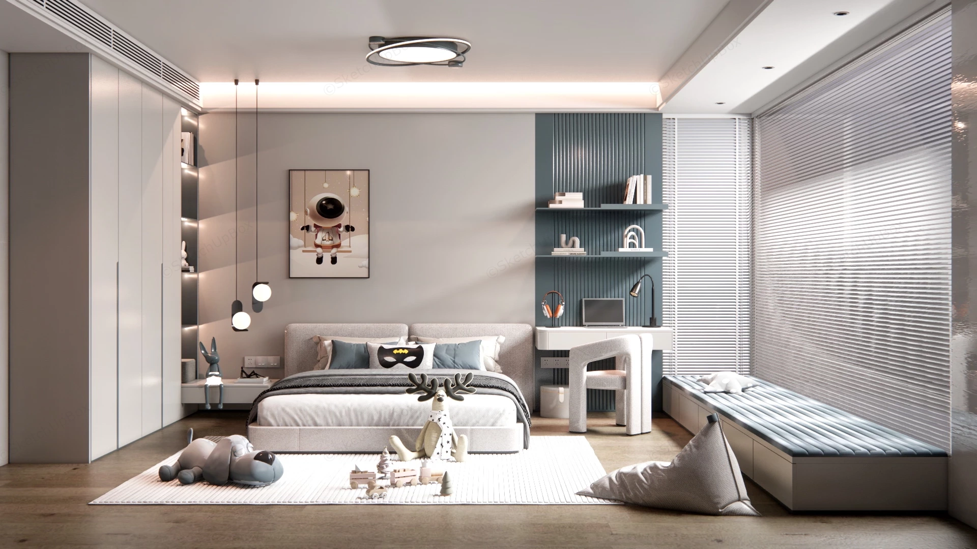 Amazing Teenage Boys Room sketchup model preview - SketchupBox