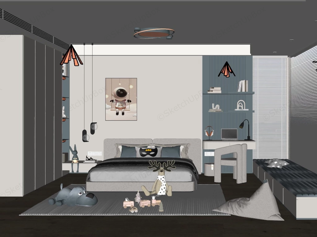 Amazing Teenage Boys Room sketchup model preview - SketchupBox