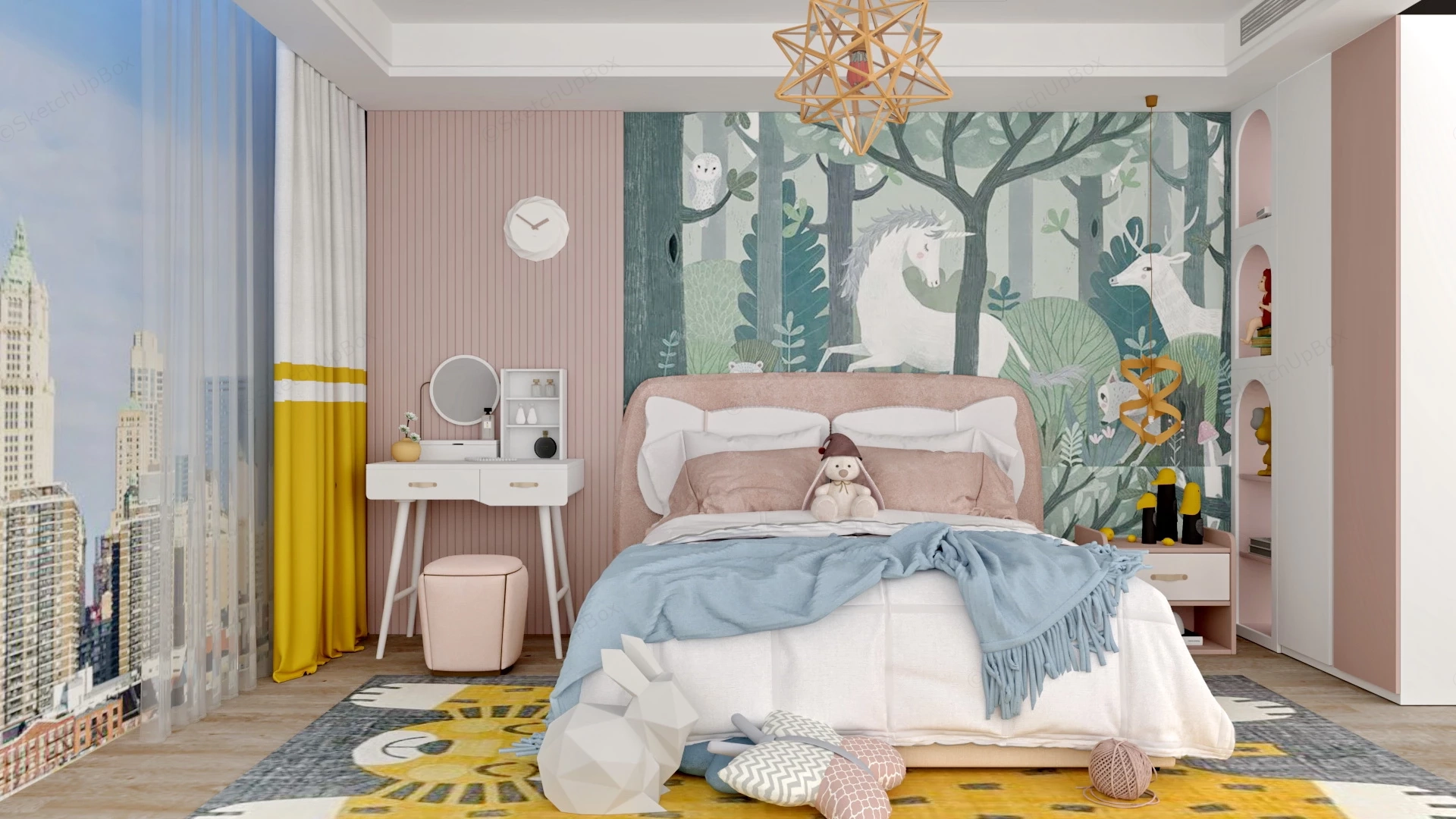 Fancy Girl Bedroom Design sketchup model preview - SketchupBox