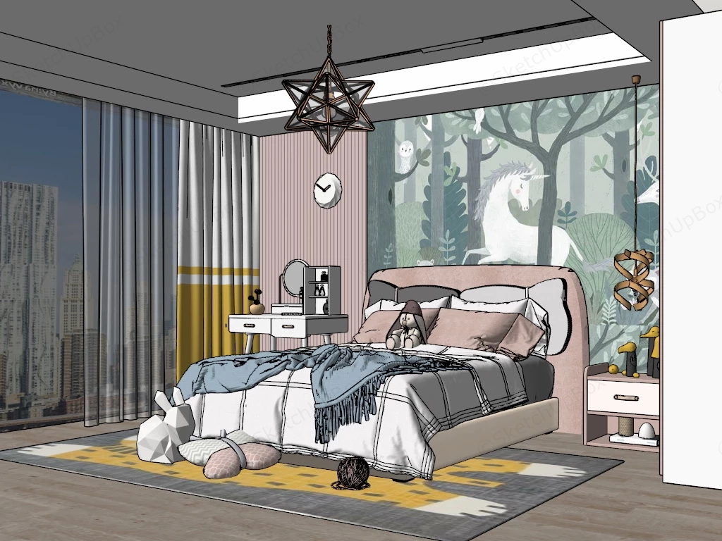 Fancy Girl Bedroom Design sketchup model preview - SketchupBox
