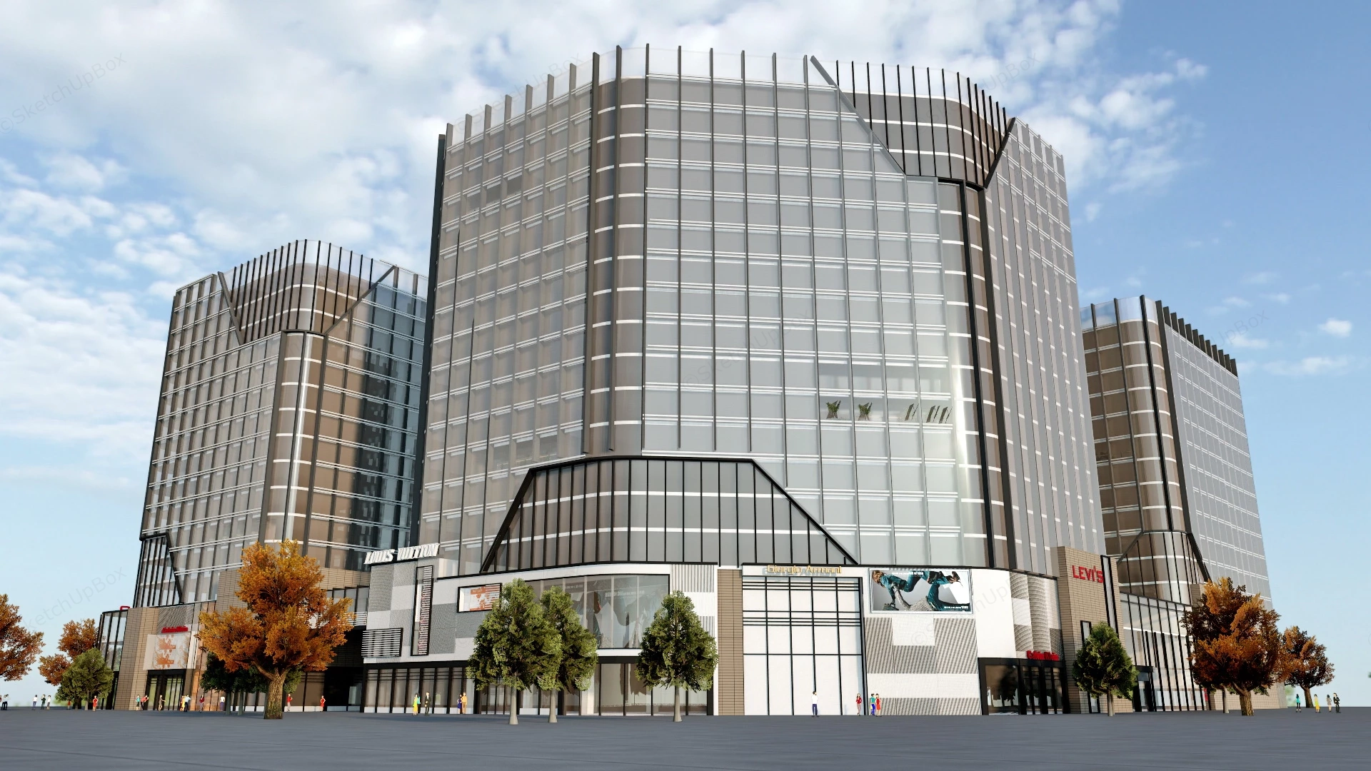 Modern Commercial Complex Design sketchup model preview - SketchupBox