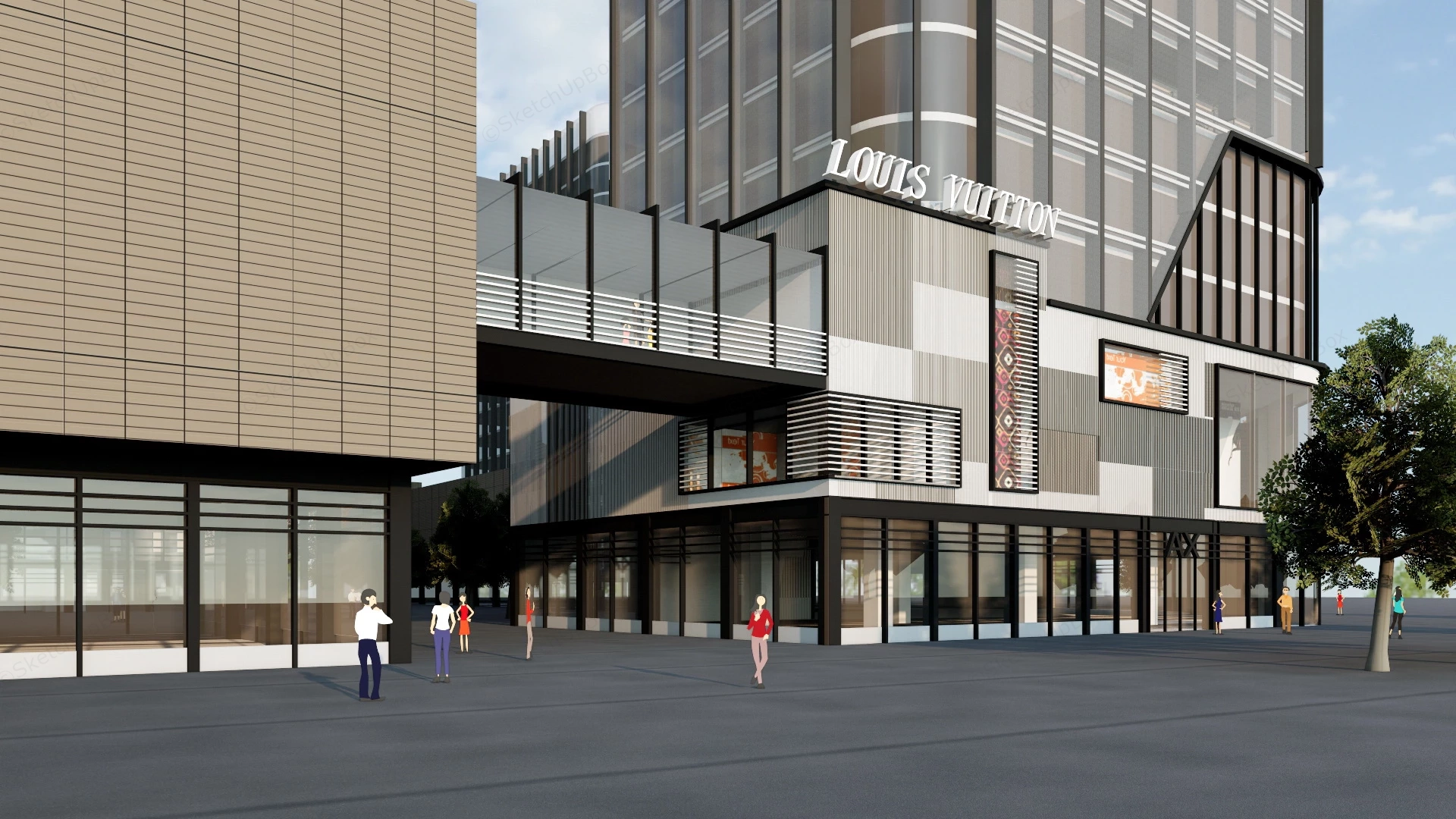 Modern Commercial Complex Design sketchup model preview - SketchupBox