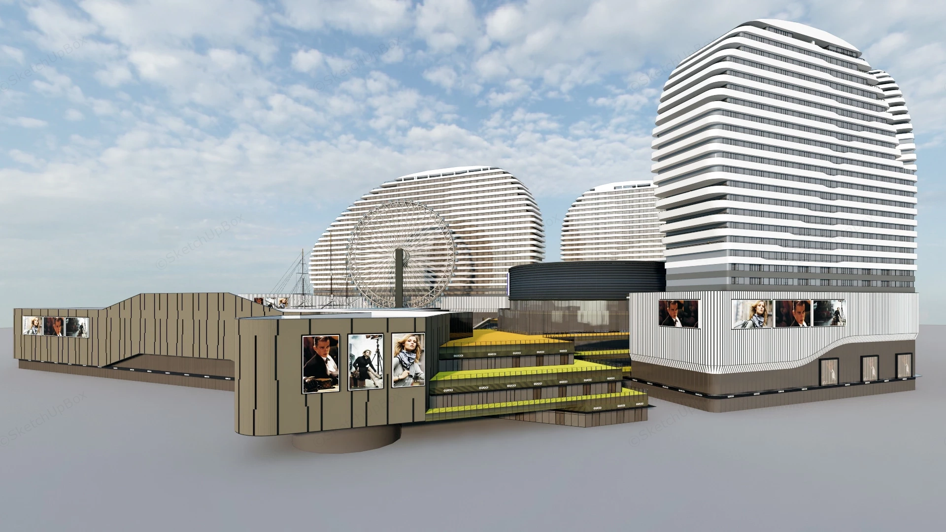 Ultra Modern Commercial Plaza Design sketchup model preview - SketchupBox