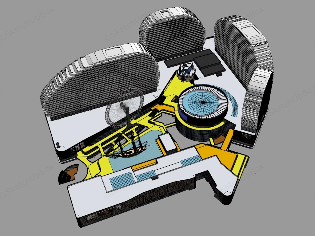 Ultra Modern Commercial Plaza Design sketchup model preview - SketchupBox
