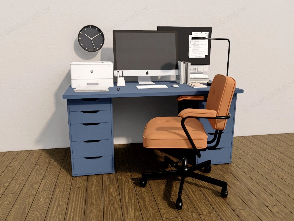Ikea Office Desk And Chair Set sketchup model preview - SketchupBox