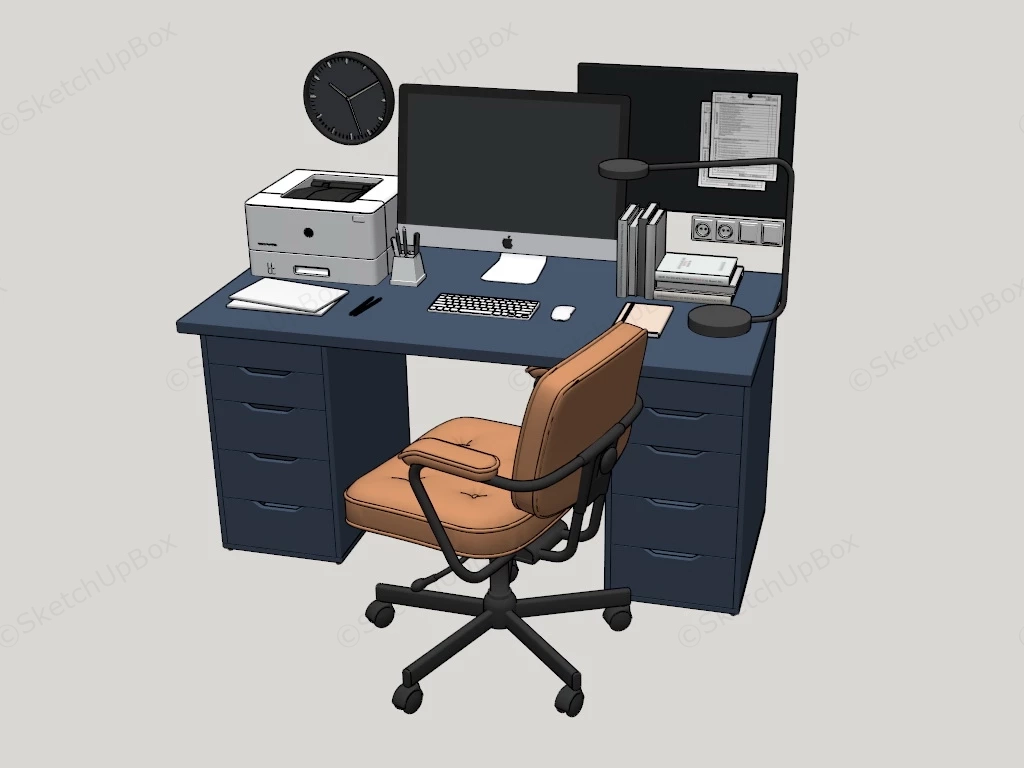 Ikea Office Desk And Chair Set sketchup model preview - SketchupBox