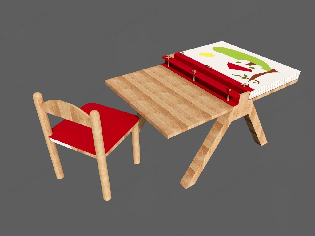 Toddler Art Table Set sketchup model preview - SketchupBox