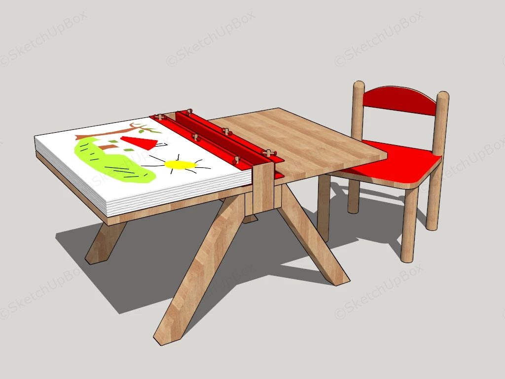 Toddler Art Table Set sketchup model preview - SketchupBox