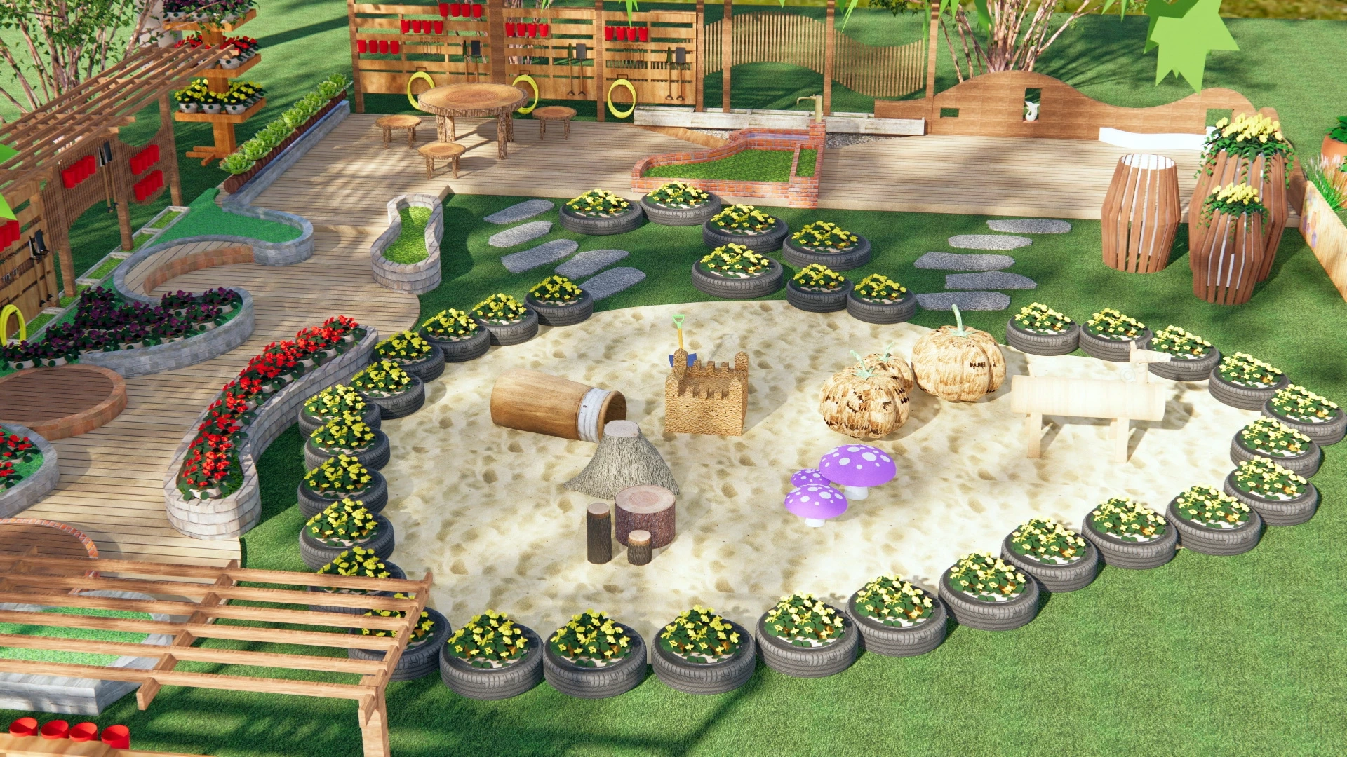 Backyard Garden Sandpit sketchup model preview - SketchupBox