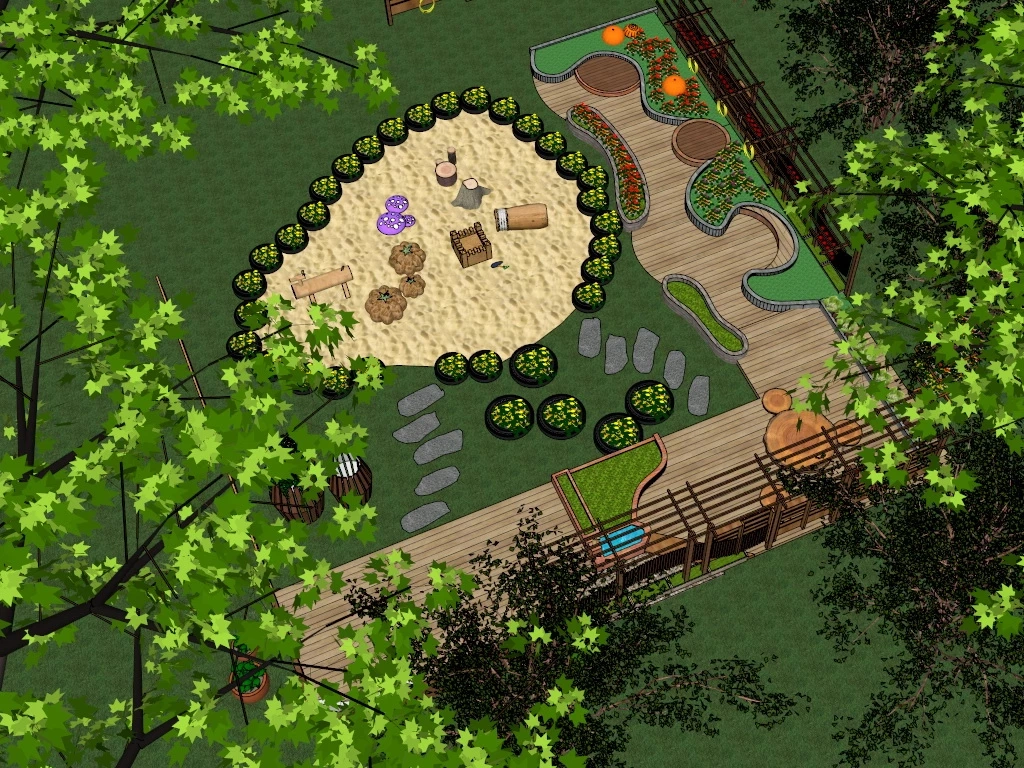 Backyard Garden Sandpit sketchup model preview - SketchupBox