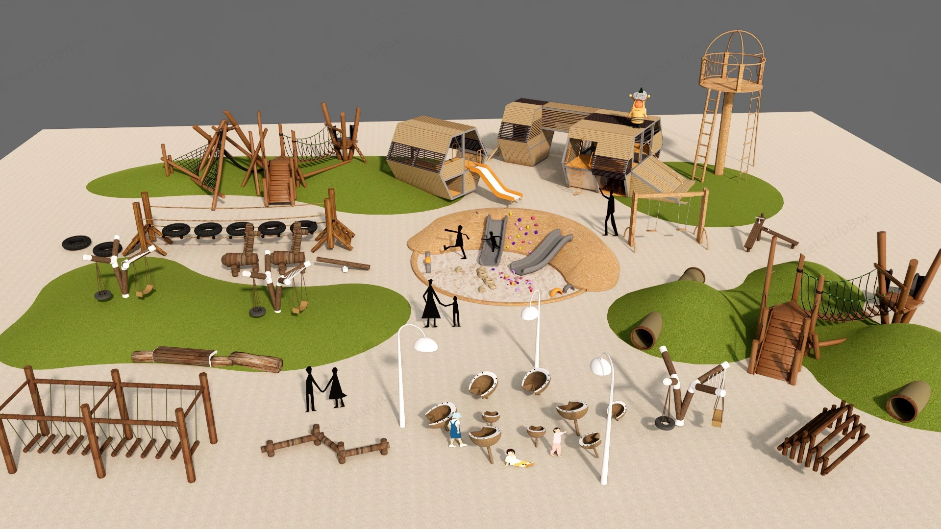 Natural Log Playground Equipments sketchup model preview - SketchupBox