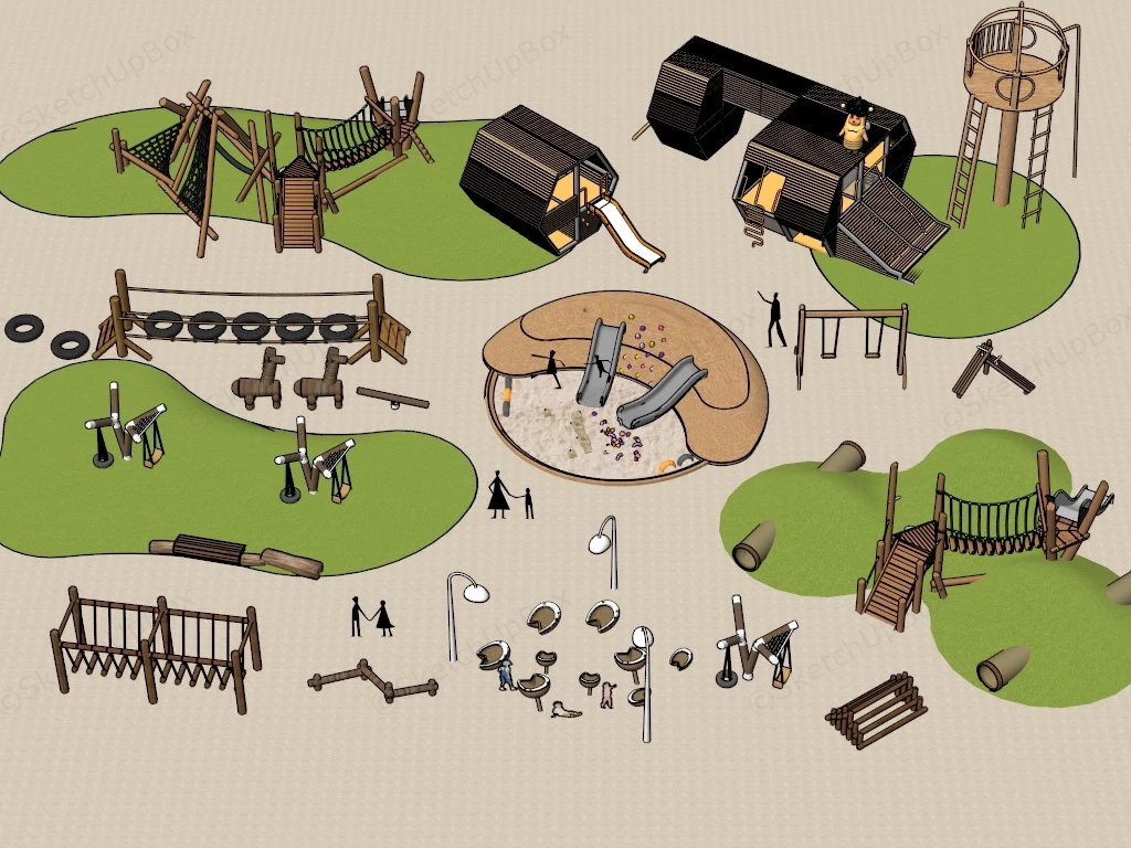 Natural Log Playground Equipments sketchup model preview - SketchupBox