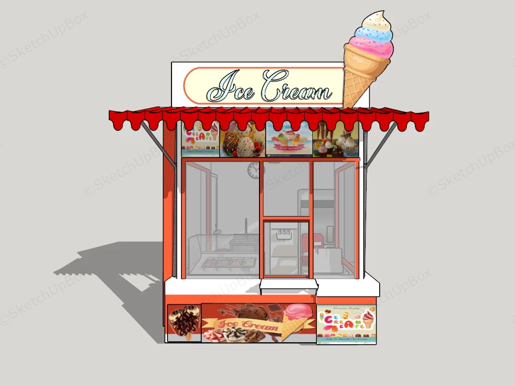 Outdoor Ice Cream Kiosk sketchup model preview - SketchupBox