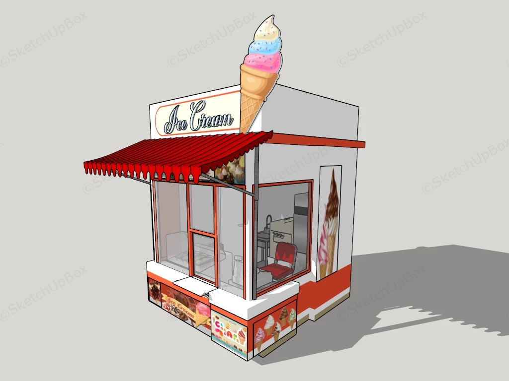 Outdoor Ice Cream Kiosk sketchup model preview - SketchupBox