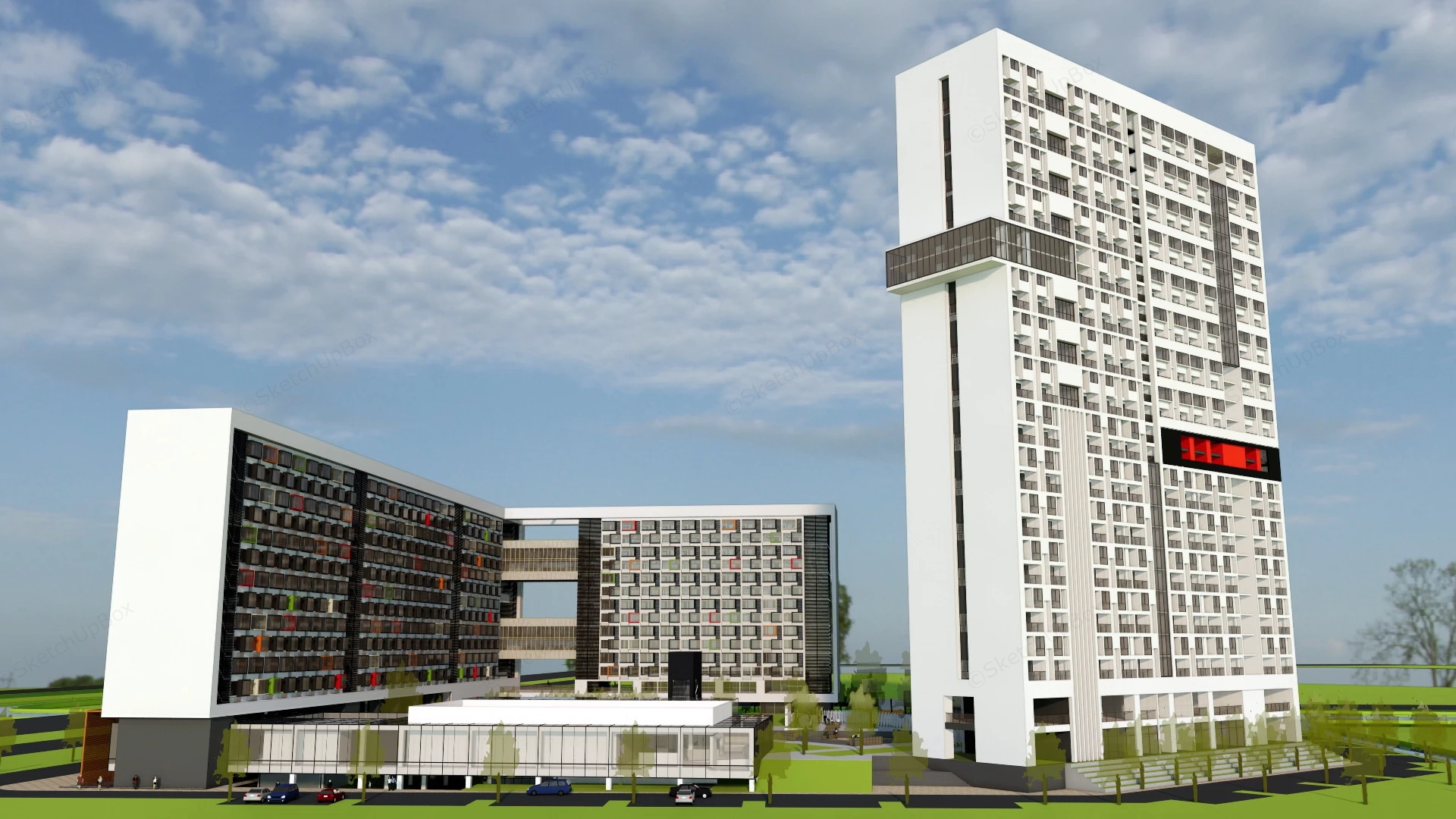 Apartment Building Design Architecture sketchup model preview - SketchupBox