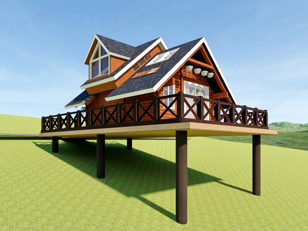 Slope Log Cabin sketchup model preview - SketchupBox