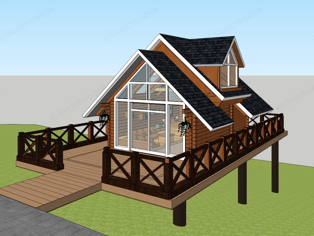 Slope Log Cabin sketchup model preview - SketchupBox