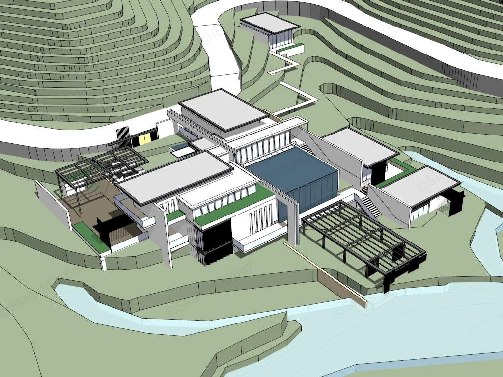 Small Mountain Hotel sketchup model preview - SketchupBox