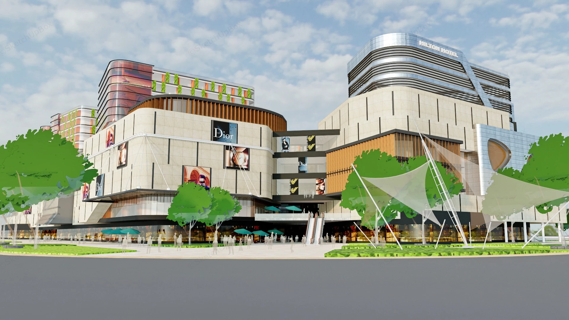 Modern Shopping Center Design sketchup model preview - SketchupBox