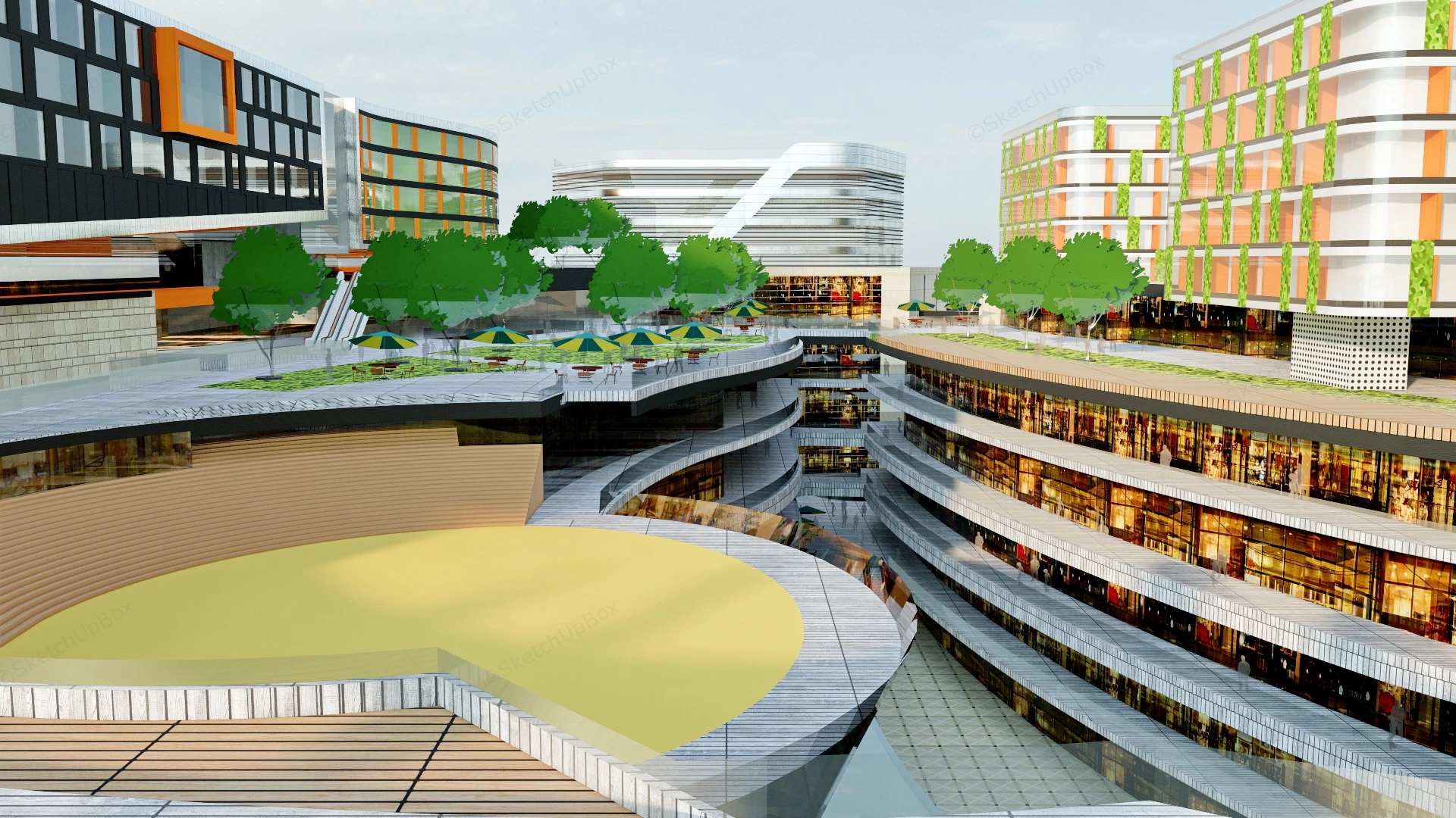 Modern Shopping Center Design sketchup model preview - SketchupBox