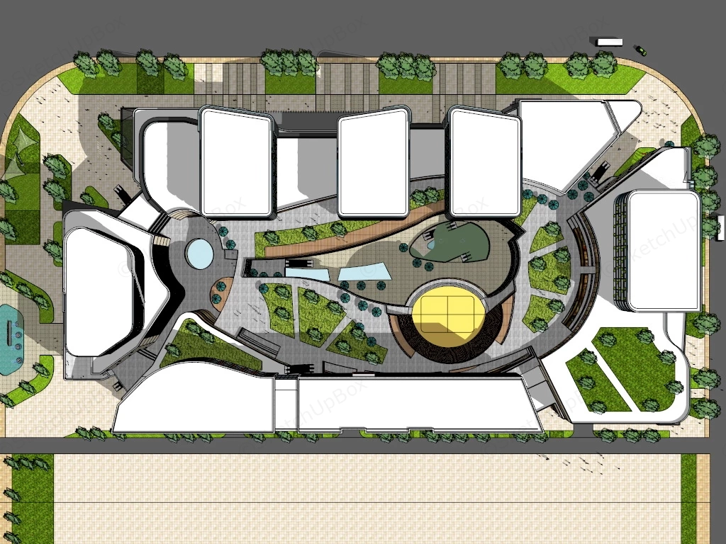 Modern Shopping Center Design sketchup model preview - SketchupBox