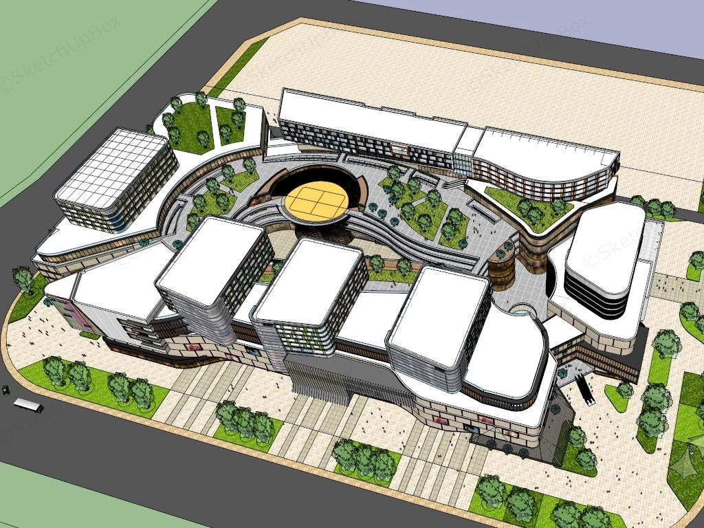 Modern Shopping Center Design sketchup model preview - SketchupBox