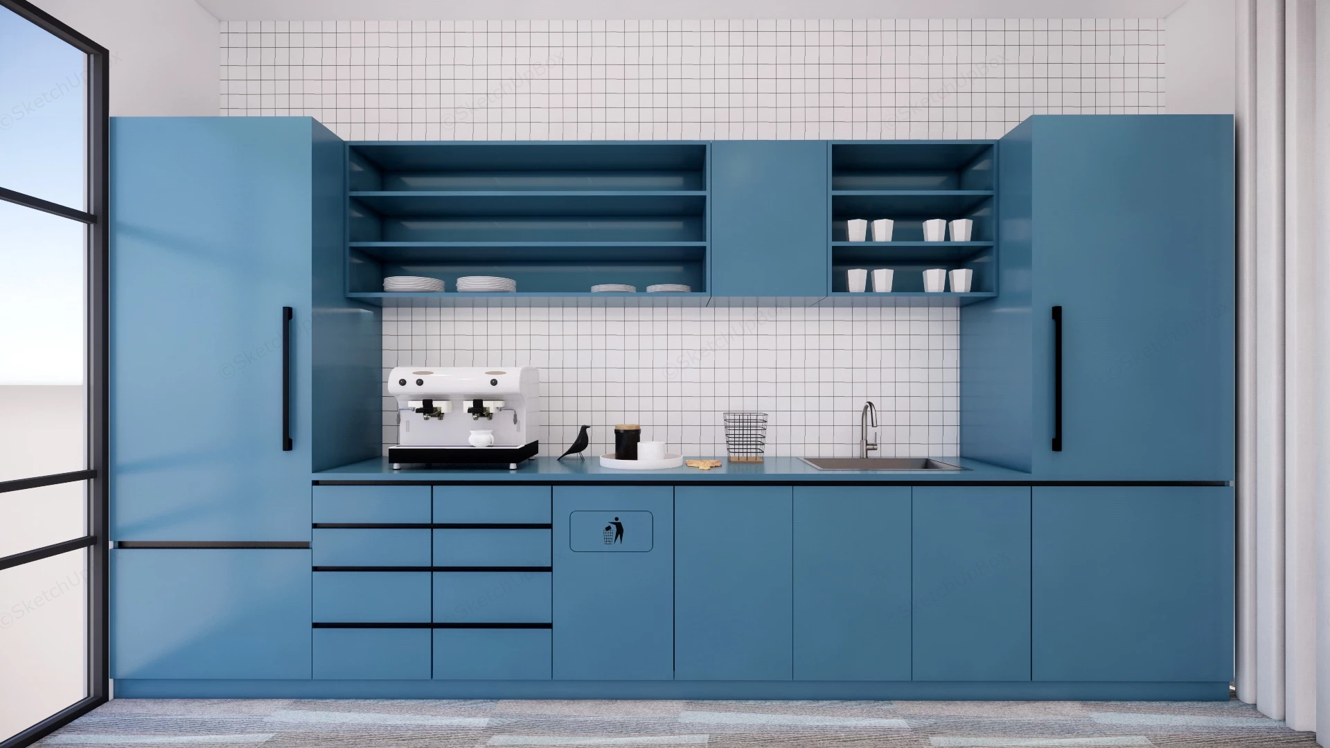 Elegant Blue Kitchen sketchup model preview - SketchupBox