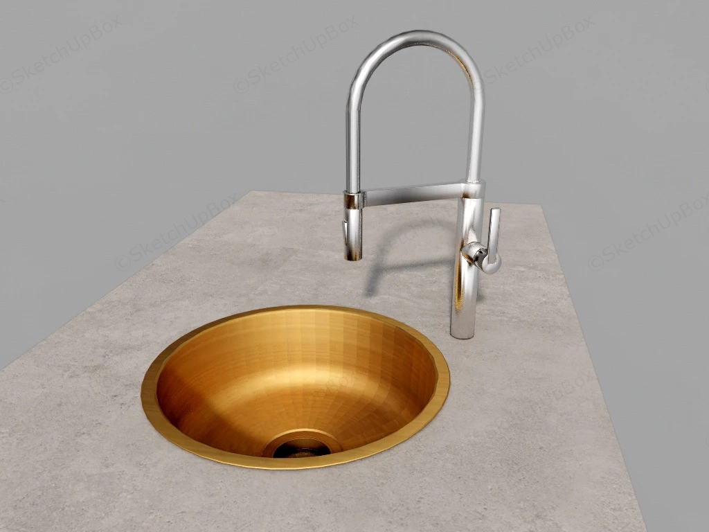 Brass Round Bar Sink sketchup model preview - SketchupBox