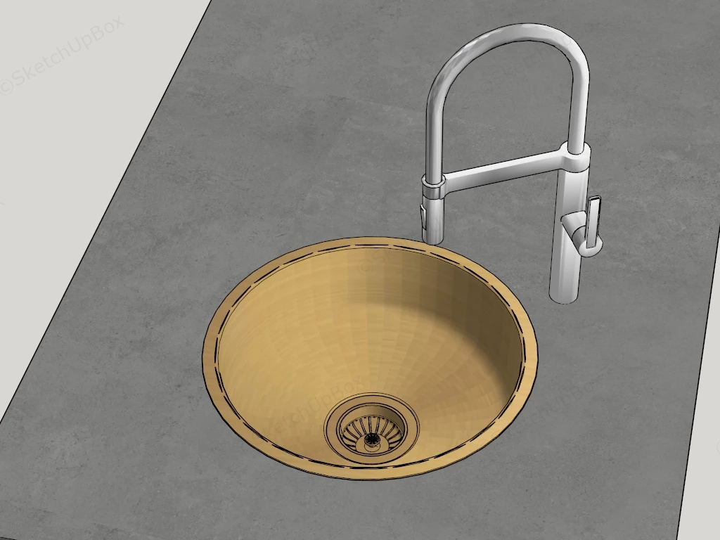 Brass Round Bar Sink sketchup model preview - SketchupBox