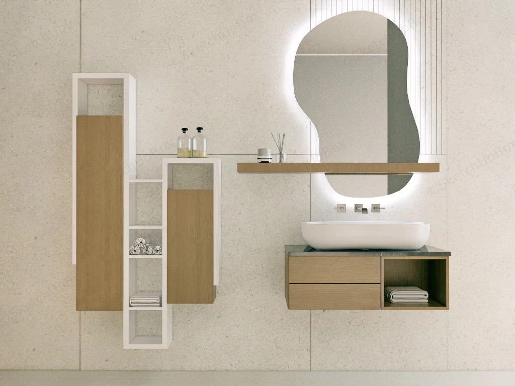 Floating Bath Vanity And Wall Cabinets sketchup model preview - SketchupBox