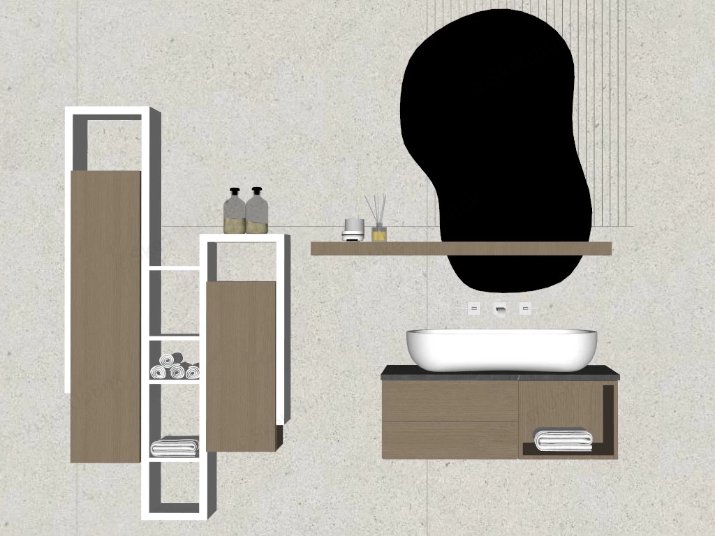 Floating Bath Vanity And Wall Cabinets sketchup model preview - SketchupBox
