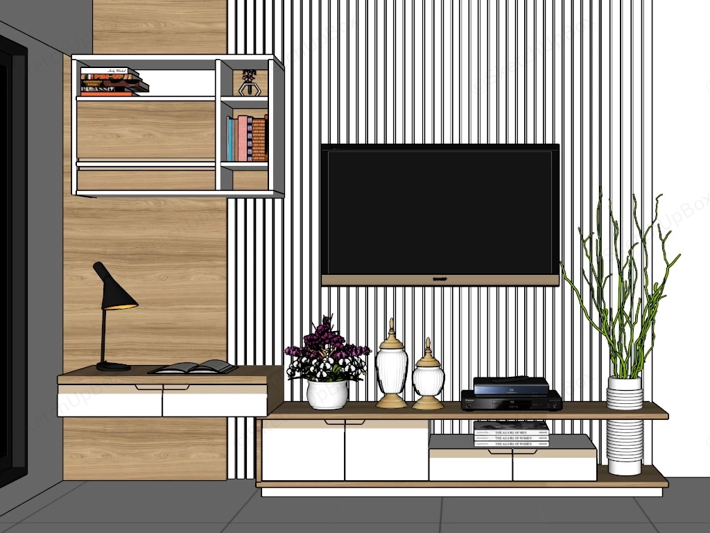 Living Room TV Unit Small Space sketchup model preview - SketchupBox