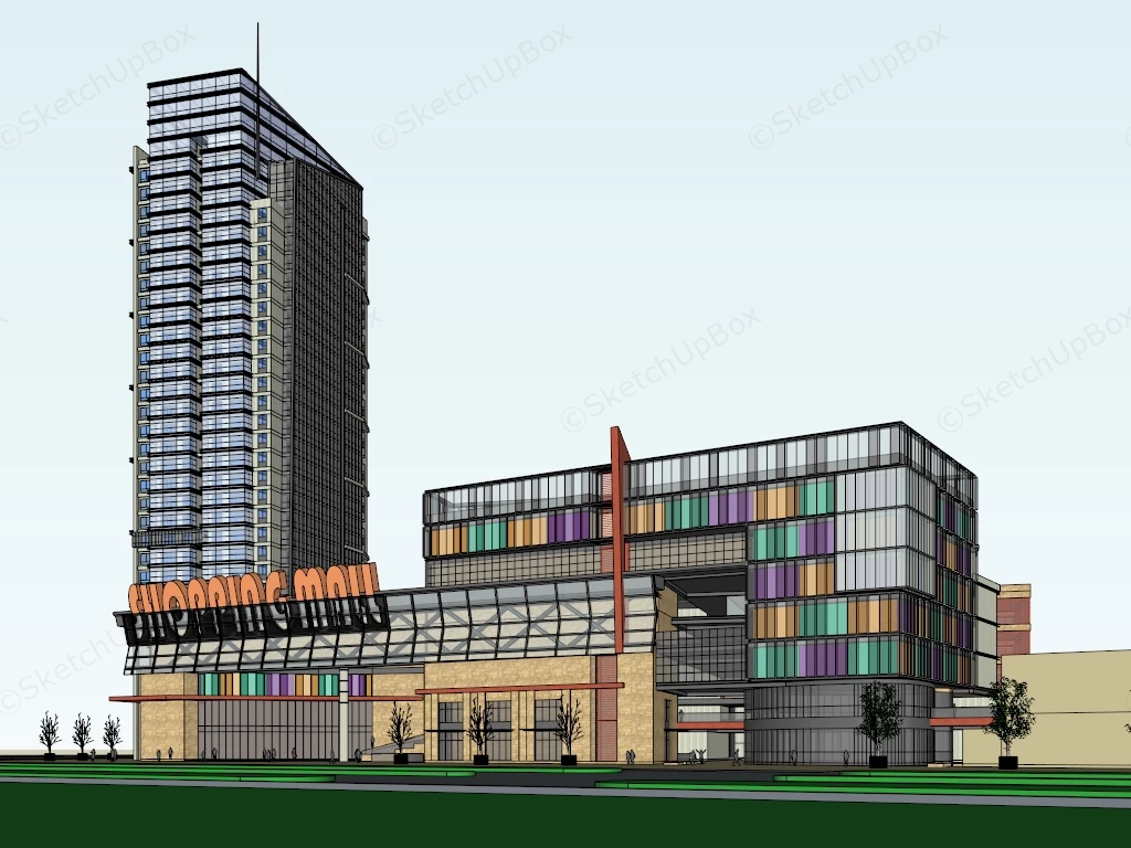 Shopping Mall & Residential Complex Design sketchup model preview - SketchupBox