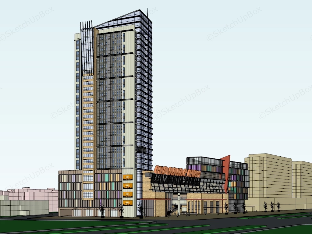 Shopping Mall & Residential Complex Design sketchup model preview - SketchupBox