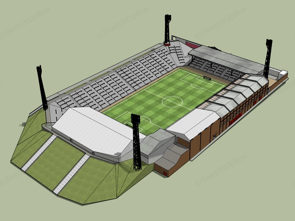 Pittodrie Stadium sketchup model preview - SketchupBox