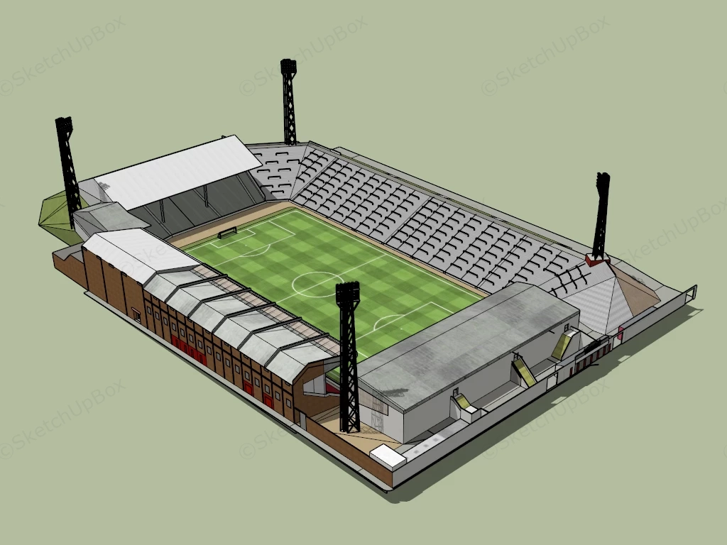 Pittodrie Stadium sketchup model preview - SketchupBox