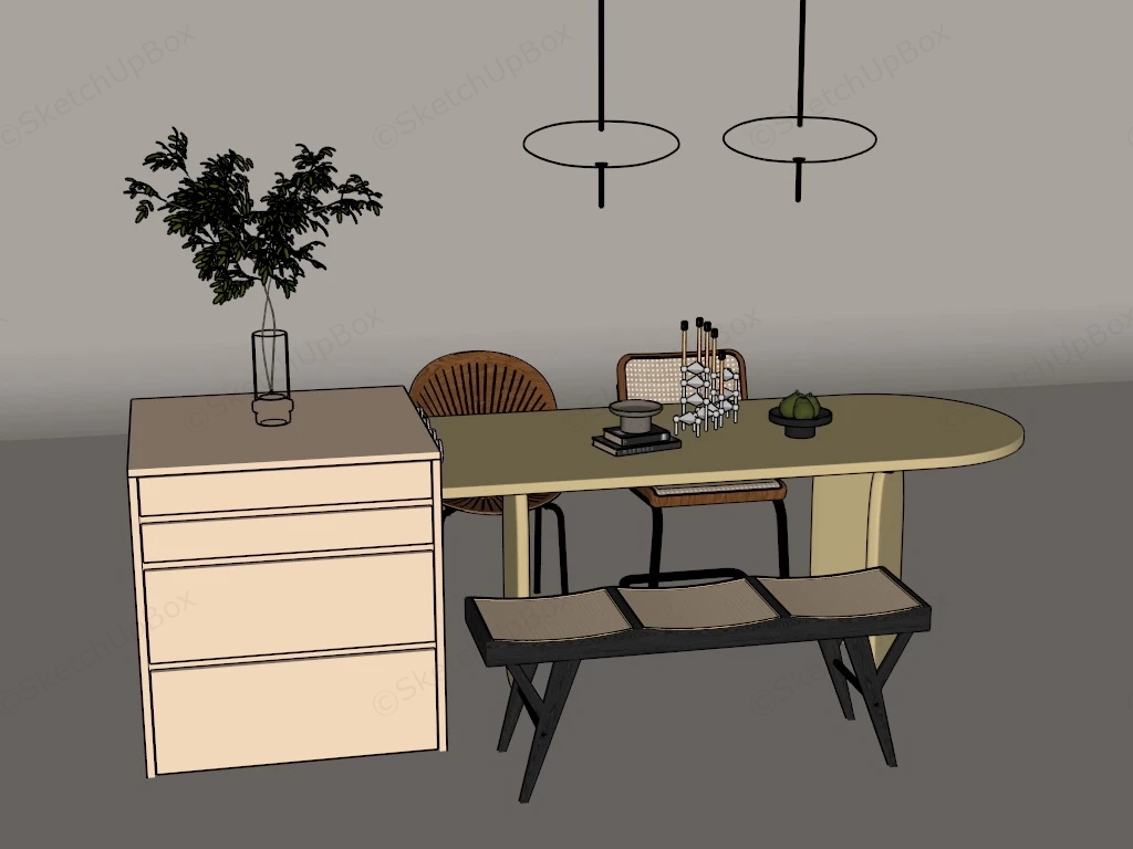 Kitchen Island Table sketchup model preview - SketchupBox
