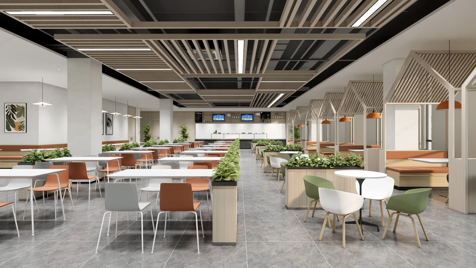 School Cafeteria Design sketchup model preview - SketchupBox