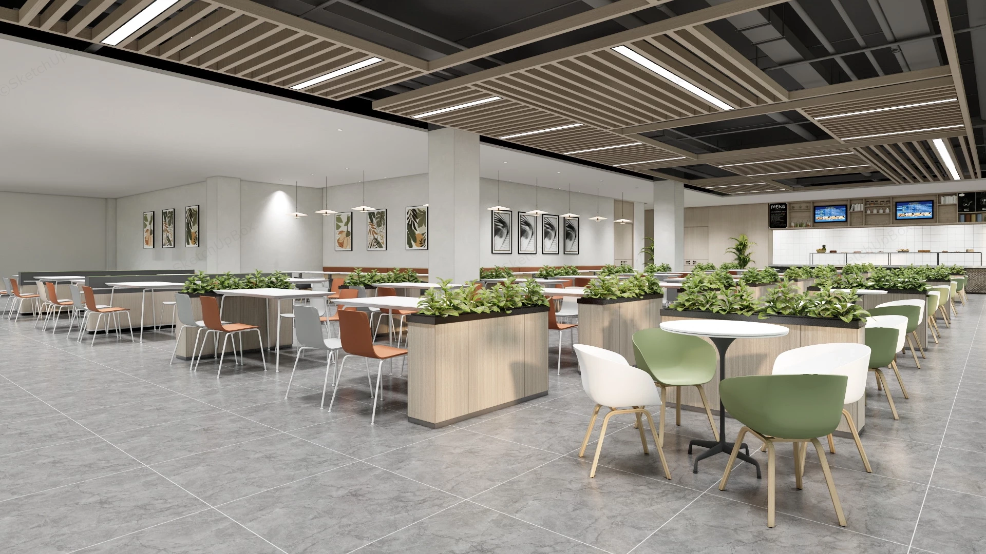 School Cafeteria Design sketchup model preview - SketchupBox