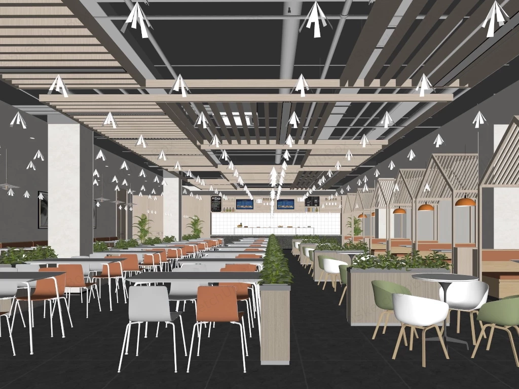 School Cafeteria Design sketchup model preview - SketchupBox
