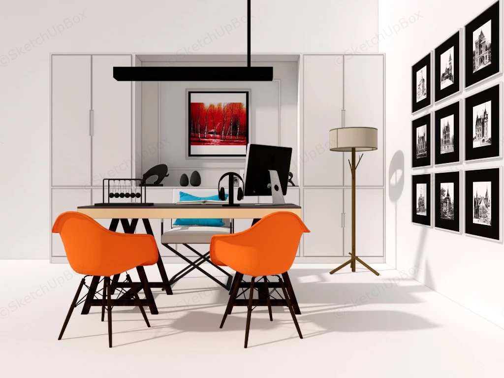 Minimalist Home Office Design sketchup model preview - SketchupBox