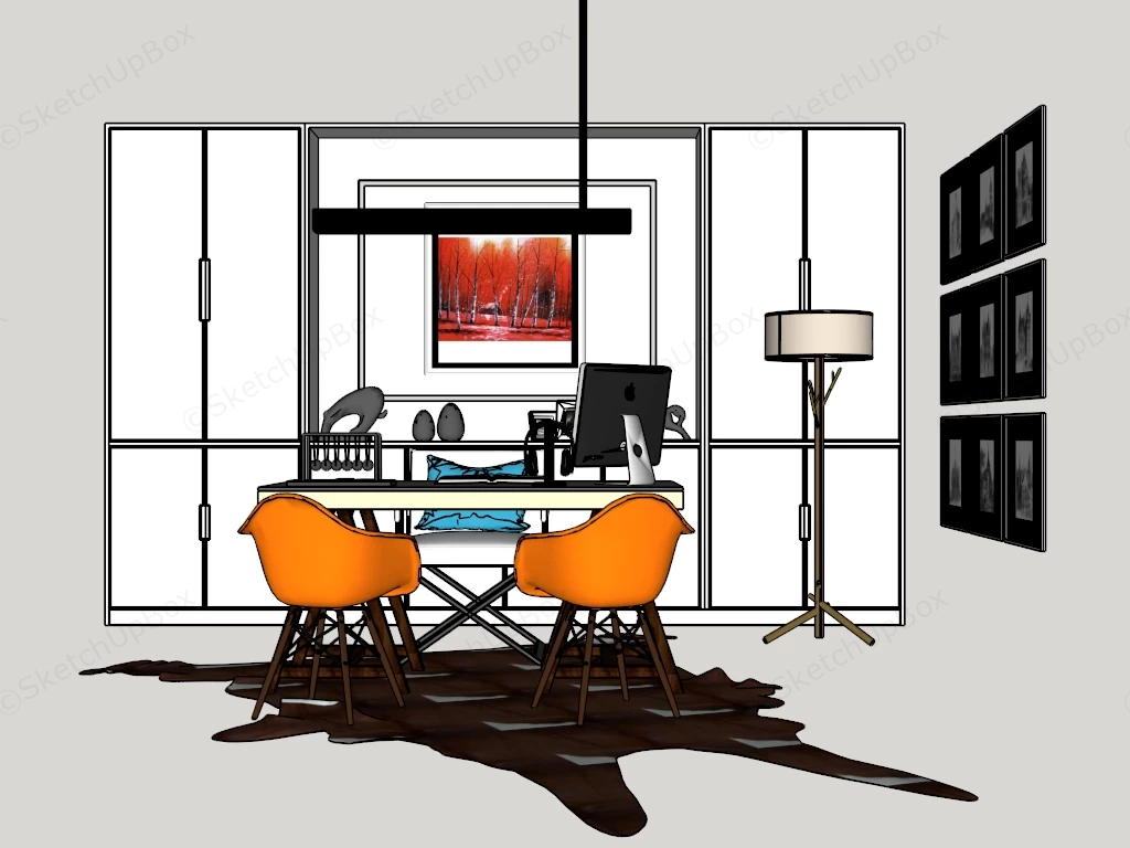 Minimalist Home Office Design sketchup model preview - SketchupBox