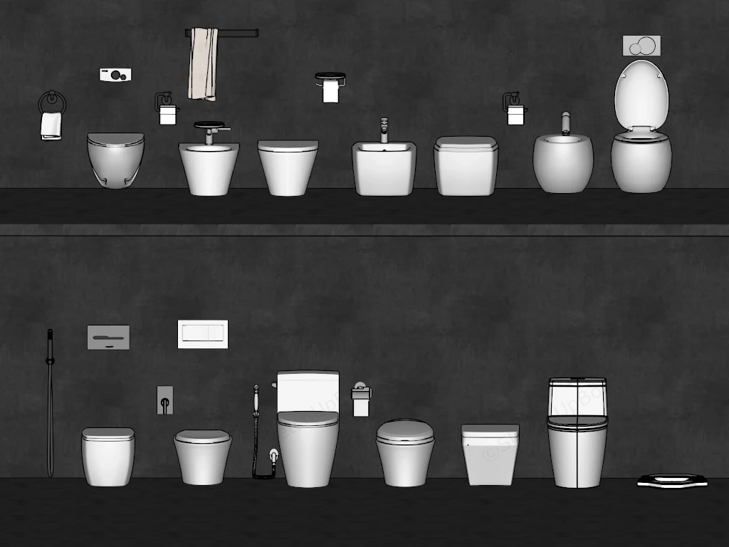 Bathroom Toilets sketchup model preview - SketchupBox