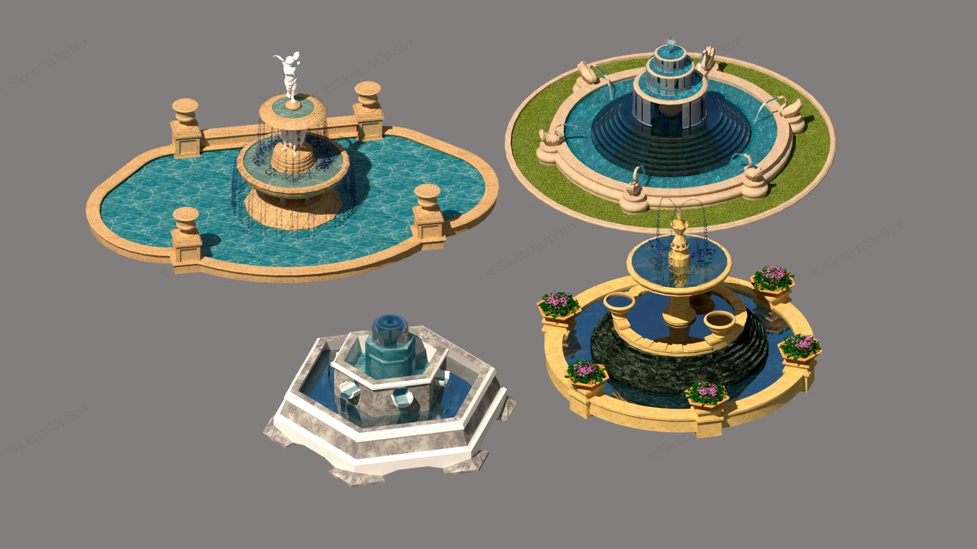 Garden Water Fountains sketchup model preview - SketchupBox