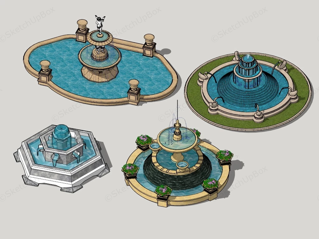 Garden Water Fountains sketchup model preview - SketchupBox