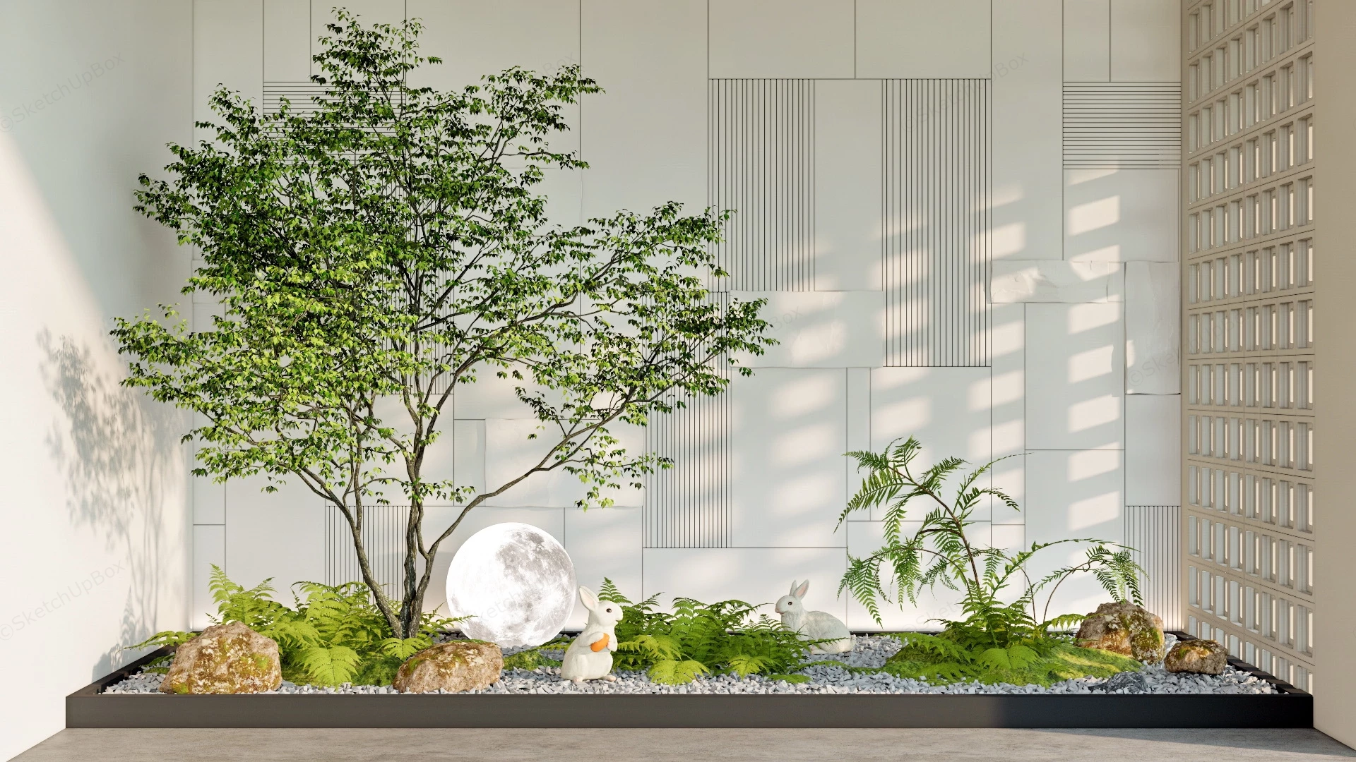 Japanese Indoor Zen Garden sketchup model preview - SketchupBox