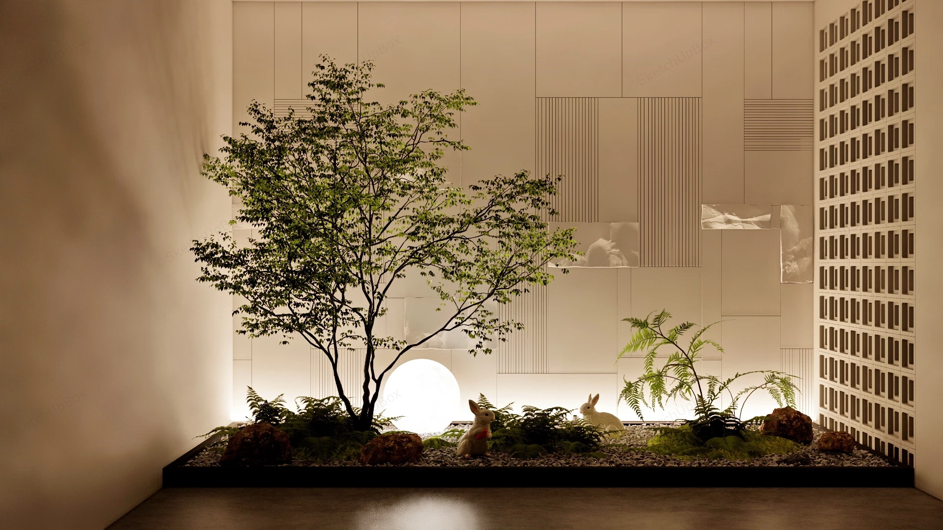 Japanese Indoor Zen Garden sketchup model preview - SketchupBox