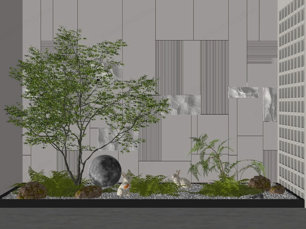 Japanese Indoor Zen Garden sketchup model preview - SketchupBox