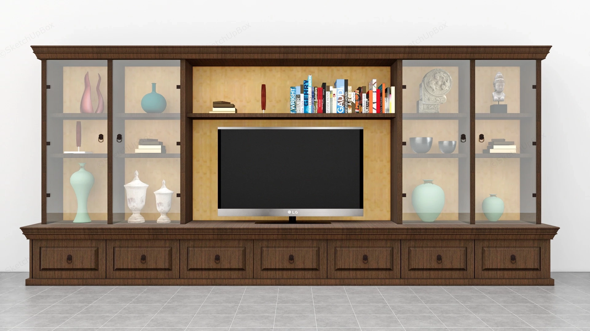 TV Unit With Storage sketchup model preview - SketchupBox